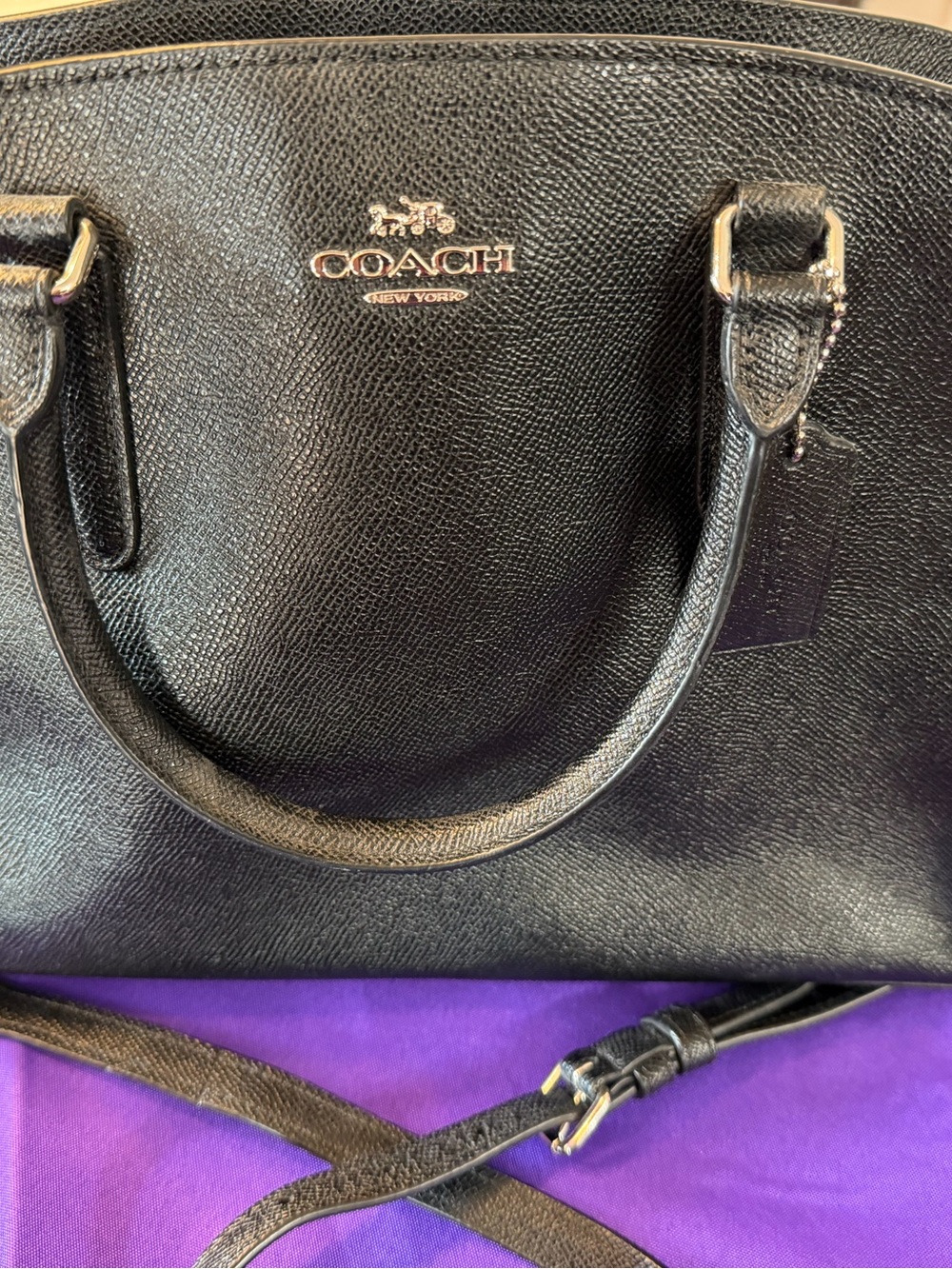 Coach Black Leather Satchel with Silver Hardware